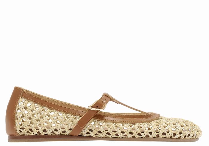 Beige Brown Ancient Greek Sandals Aerati Women Ballerina | BWC919GI