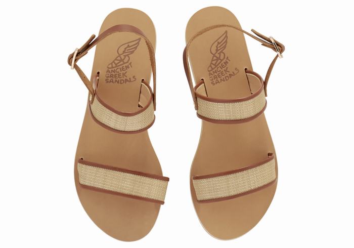 Beige Brown Ancient Greek Sandals Clio Women Casual Sandals | OCT8698TP