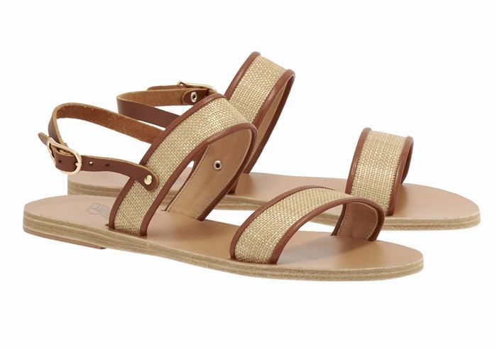 Beige Brown Ancient Greek Sandals Clio Women Casual Sandals | OCT8698TP