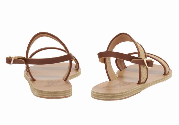 Beige Brown Ancient Greek Sandals Clio Women Casual Sandals | OCT8698TP