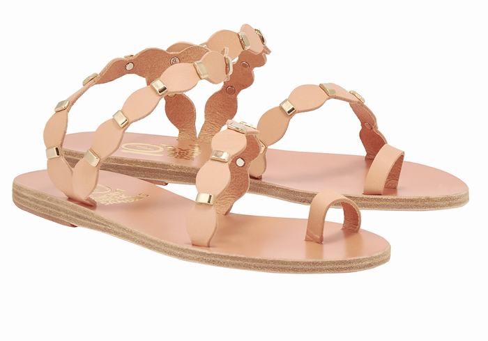 Beige Gold Ancient Greek Sandals Dauxerre Women Toe-Post Sandals | EUV4320IG