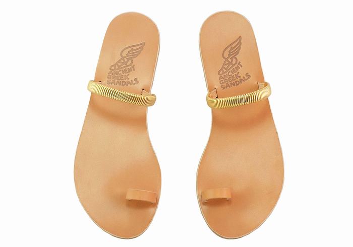 Beige Gold Ancient Greek Sandals Konaki Women Toe-Post Sandals | YSO732BM