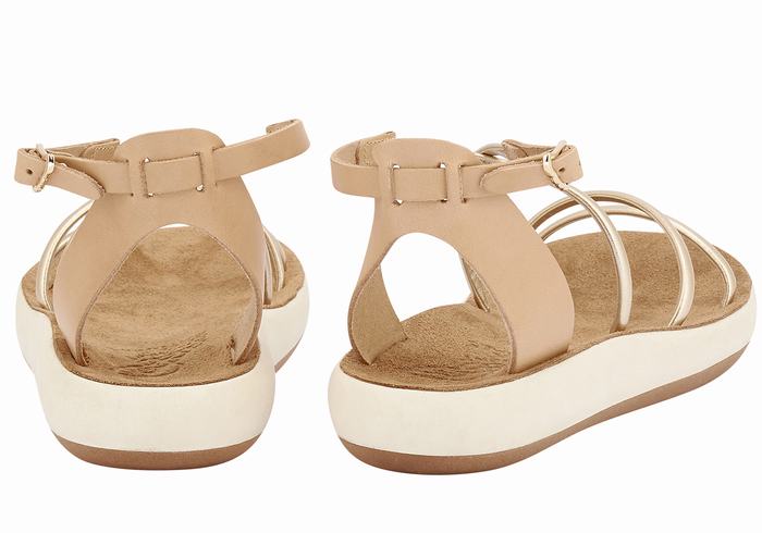 Beige Gold White Ancient Greek Sandals Anastasia Comfort Women Ankle Strap Sandals | IEE5350AM