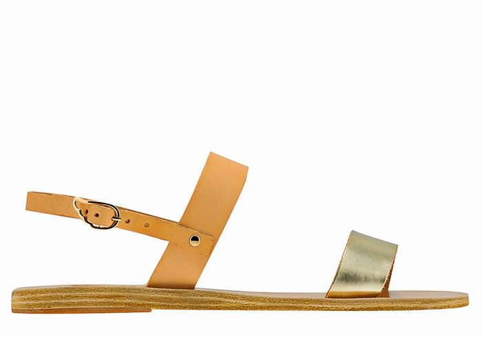 Beige Gold White Ancient Greek Sandals Clio Women Back-Strap Sandals | AJC79HS