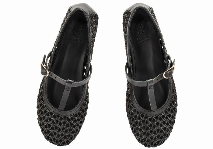 Black Ancient Greek Sandals Aerati Women Ballerina | TUA123KU