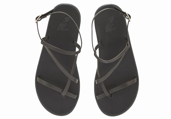 Black Ancient Greek Sandals Alethea Women Back-Strap Sandals | NYD7423IB