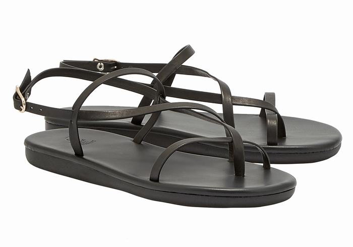 Black Ancient Greek Sandals Alethea Women Back-Strap Sandals | NYD7423IB