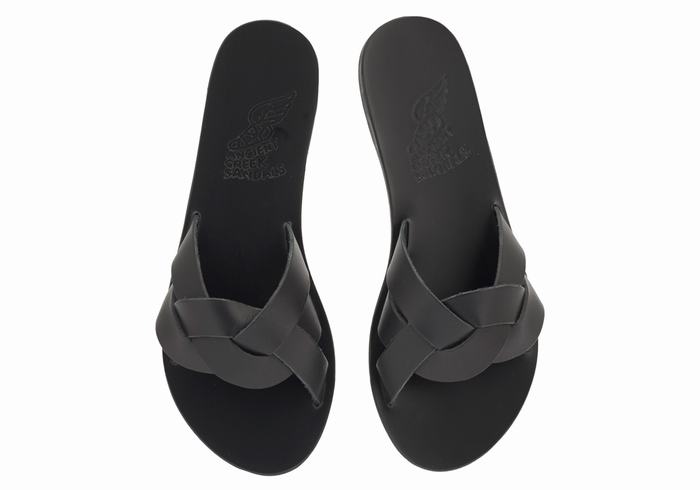 Black Ancient Greek Sandals Arachne Women Slide Sandals | HDR2859US