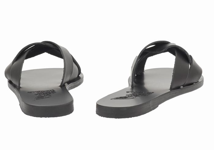 Black Ancient Greek Sandals Arachne Women Slide Sandals | HDR2859US