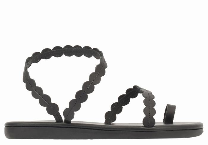 Black Ancient Greek Sandals Aura Women Toe-Post Sandals | IXX7976SS