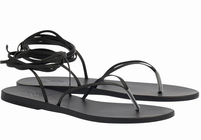 Black Ancient Greek Sandals Celia Women Gladiator Sandals | CAU238DW