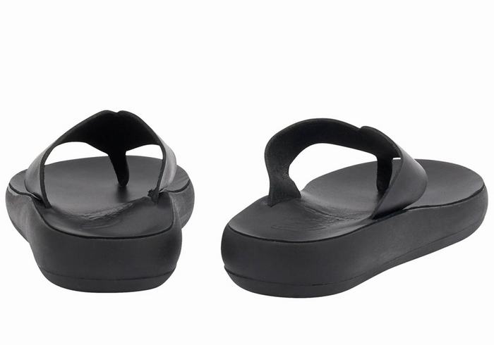 Black Ancient Greek Sandals Charys Comfort Women Flip Flops | QKO3437WI