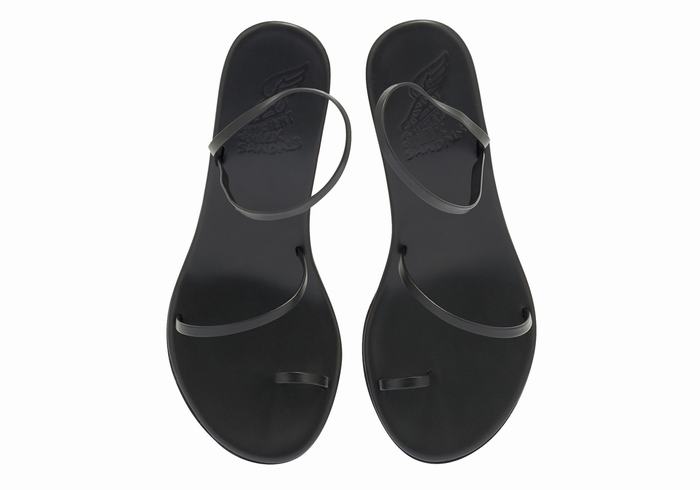 Black Ancient Greek Sandals Chora Mid Women Wedge Sandals | BDS349TE