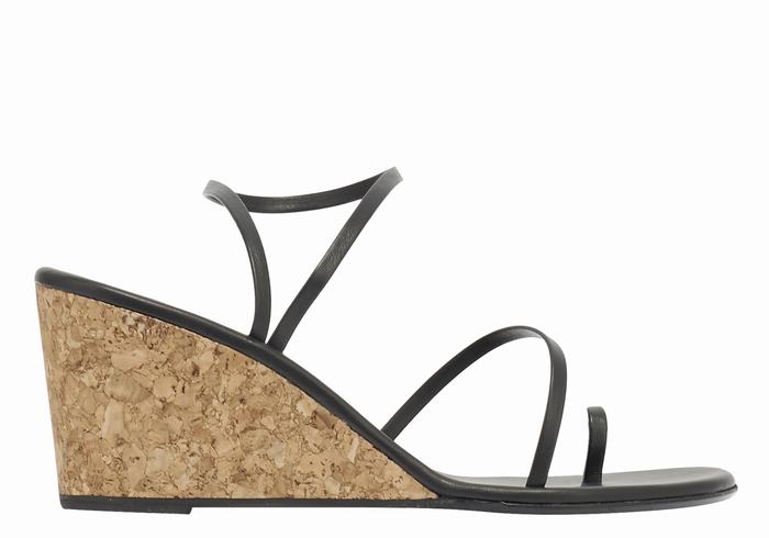 Black Ancient Greek Sandals Chora Mid Women Wedge Sandals | BDS349TE