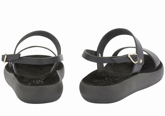 Black Ancient Greek Sandals Clio Comfort Women Casual Sandals | SJM768VP