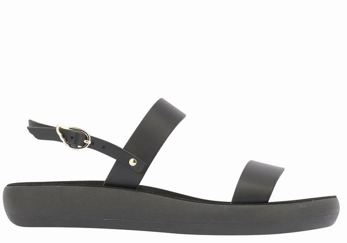 Black Ancient Greek Sandals Clio Comfort Women Casual Sandals | SJM768VP