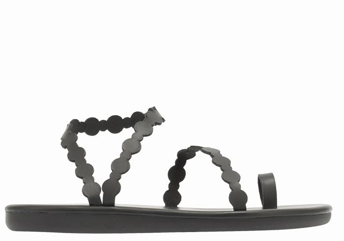 Black Ancient Greek Sandals Cronos Women Toe-Post Sandals | MCX814YZ