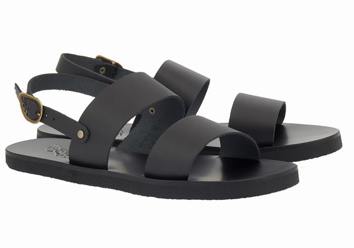 Black Ancient Greek Sandals Dinatos Men Casual Sandals | UAQ6340ZI