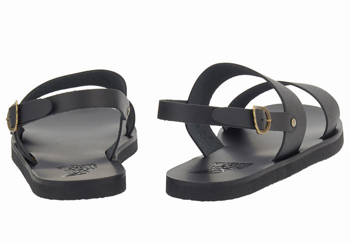 Black Ancient Greek Sandals Dinatos Men Casual Sandals | UAQ6340ZI