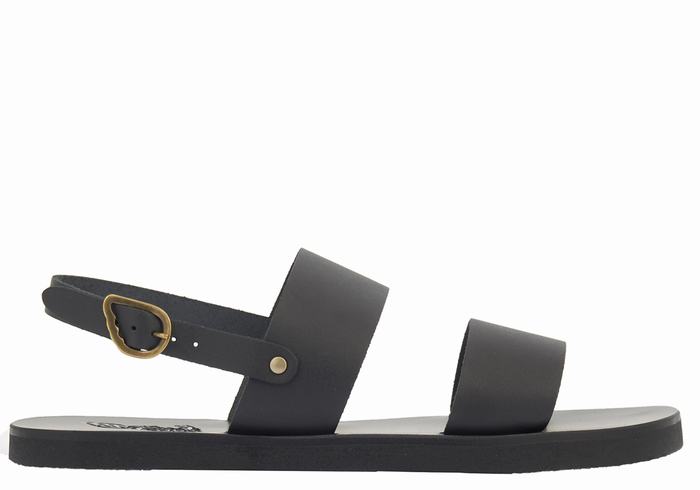 Black Ancient Greek Sandals Dinatos Men Casual Sandals | UAQ6340ZI