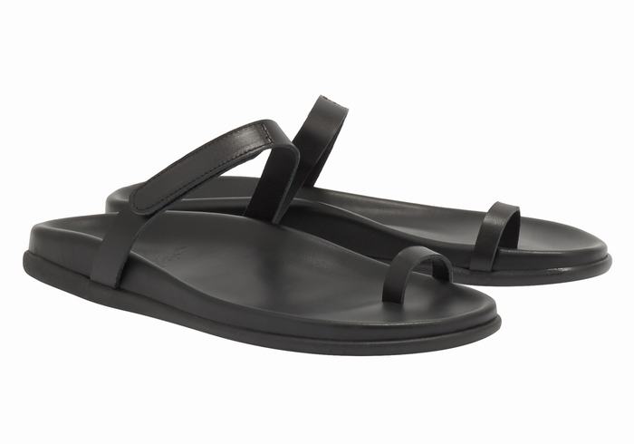 Black Ancient Greek Sandals Dokos Women Toe-Post Sandals | GJE7786WU