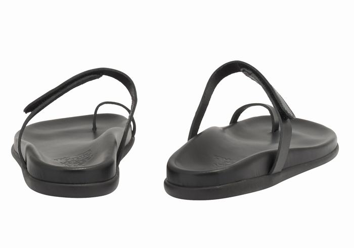 Black Ancient Greek Sandals Dokos Women Toe-Post Sandals | GJE7786WU