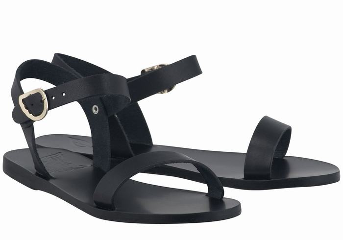 Black Ancient Greek Sandals Drama New Leather Women Casual Sandals | GNG7161MR