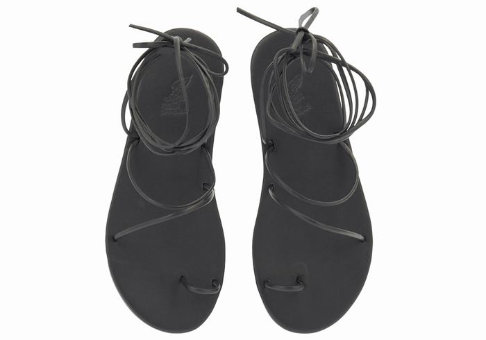 Black Ancient Greek Sandals Du Women Toe-Post Sandals | IJM161MD