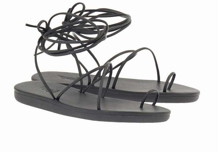 Black Ancient Greek Sandals Du Women Toe-Post Sandals | IJM161MD