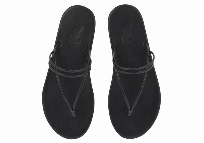 Black Ancient Greek Sandals E Women Flip Flops | SVJ9044AV