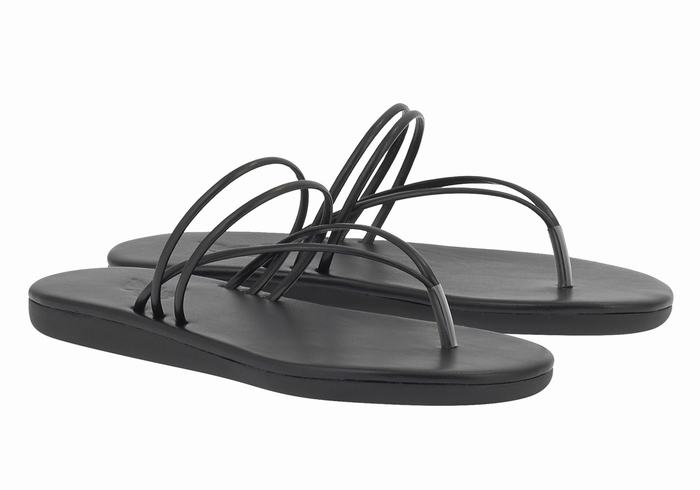 Black Ancient Greek Sandals E Women Flip Flops | SVJ9044AV