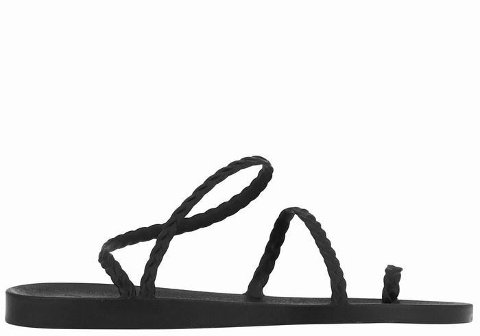 Black Ancient Greek Sandals Eleftheria Women Braided Sandals | EVP3212NQ