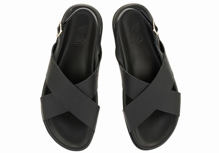 Black Ancient Greek Sandals Ikesia Women Casual Sandals | JOK8763ND