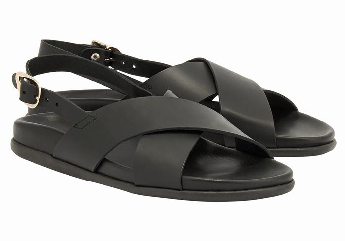 Black Ancient Greek Sandals Ikesia Women Casual Sandals | JOK8763ND