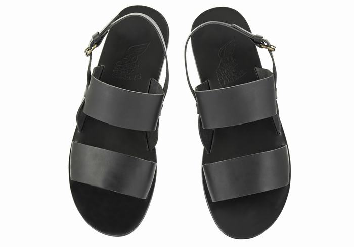 Black Ancient Greek Sandals Irodotos Leather Men Casual Sandals | YDB3320PQ