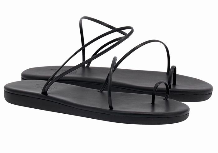 Black Ancient Greek Sandals Kansiz Women Toe-Post Sandals | XZE9128ZL