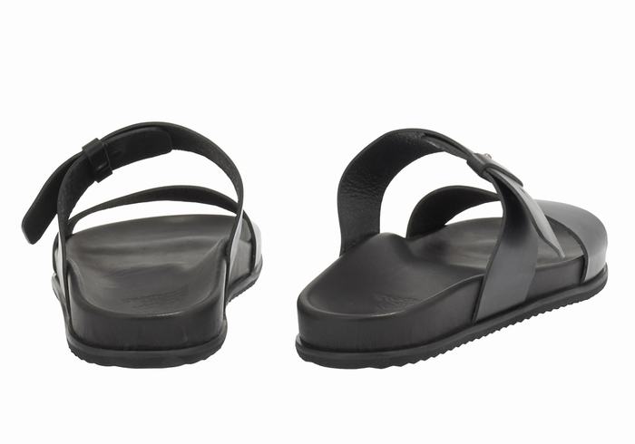 Black Ancient Greek Sandals Kimon Men Slide Sandals | FJR668IK