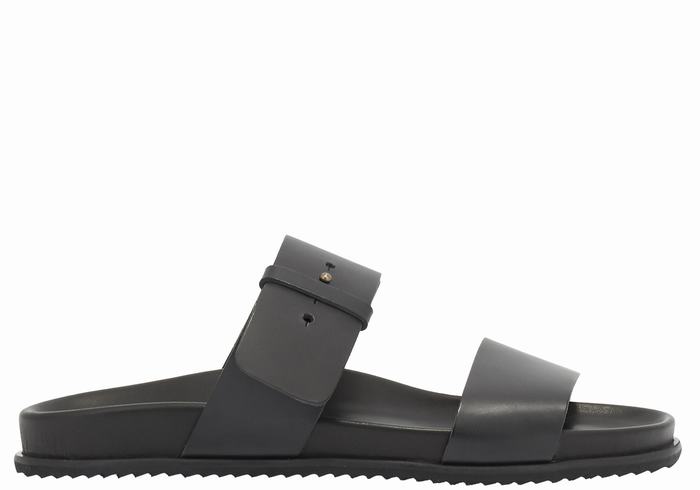 Black Ancient Greek Sandals Kimon Men Slide Sandals | FJR668IK