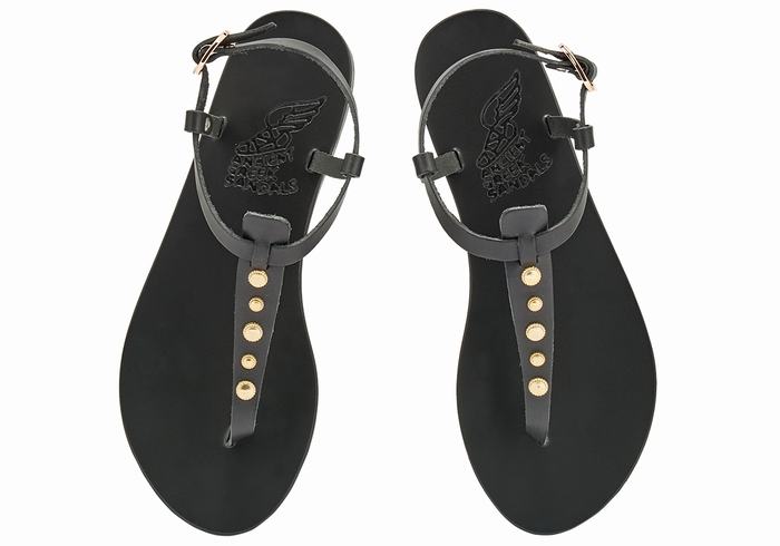 Black Ancient Greek Sandals Lito Bee Women Back-Strap Sandals | VXC6185EZ