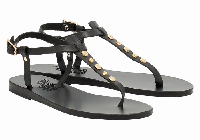 Black Ancient Greek Sandals Lito Bee Women Back-Strap Sandals | VXC6185EZ