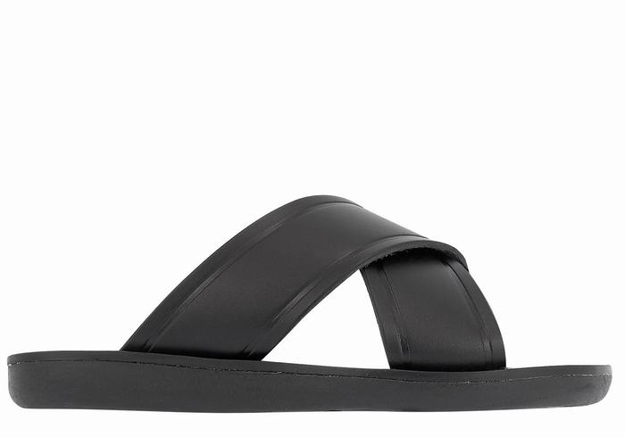 Black Ancient Greek Sandals Little Thais Soft Kids\' Slide Sandals | EHA3827TR