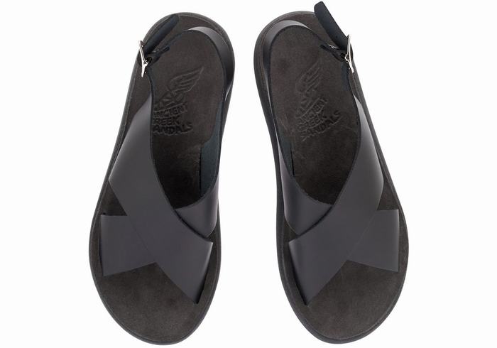 Black Ancient Greek Sandals Maria Comfort Women Platform Sandals | LNS2169QH