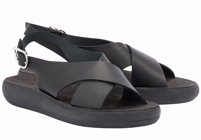 Black Ancient Greek Sandals Maria Comfort Women Platform Sandals | LNS2169QH