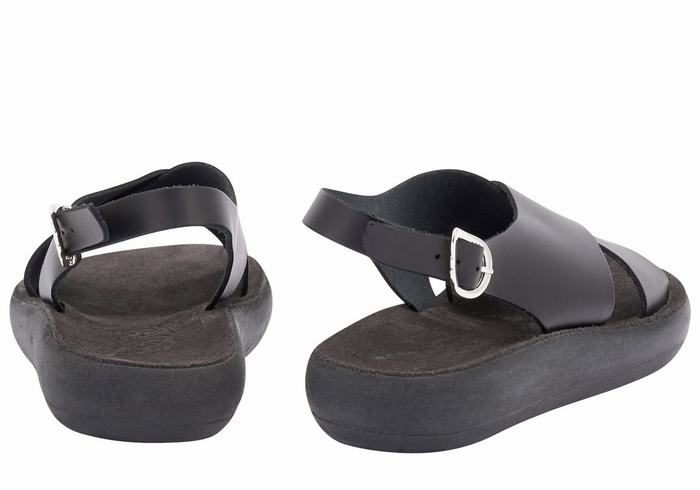 Black Ancient Greek Sandals Maria Comfort Women Platform Sandals | LNS2169QH