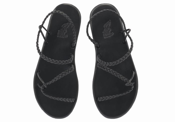 Black Ancient Greek Sandals Maya Women Braided Sandals | XDF7285IO