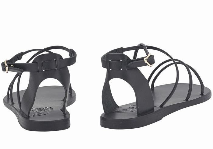 Black Ancient Greek Sandals Meloivia Women Ankle Strap Sandals | XGG1440VV