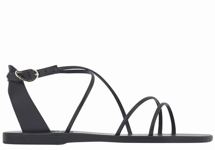 Black Ancient Greek Sandals Meloivia Women Ankle Strap Sandals | XGG1440VV