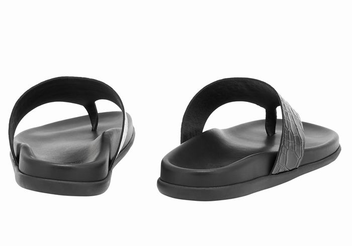 Black Ancient Greek Sandals Mera Footbed Women Flip Flops | MXG1461LT