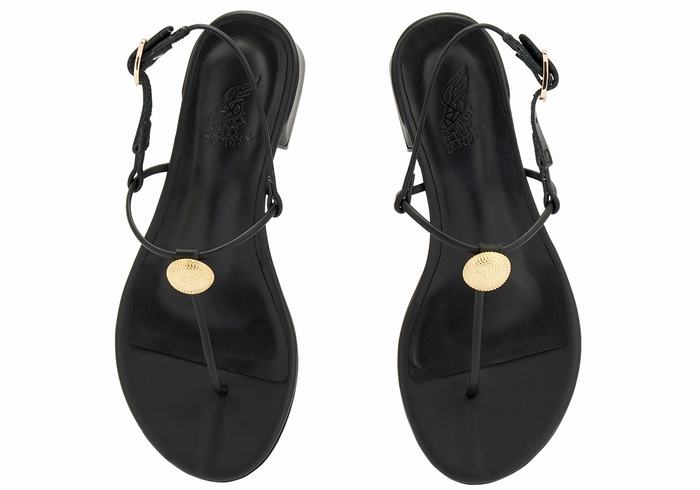 Black Ancient Greek Sandals Mistida Women Heeled Sandals | JCB7165WG