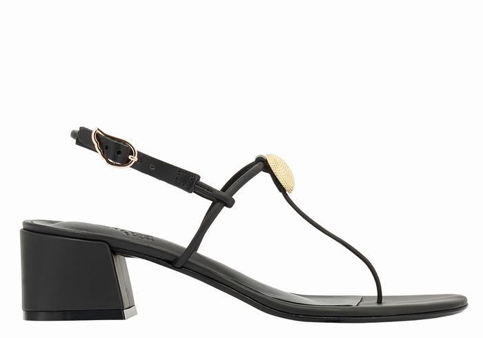 Black Ancient Greek Sandals Mistida Women Heeled Sandals | JCB7165WG